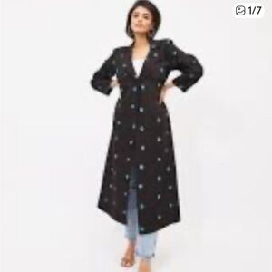 Blue with turquoise dots Long Coat